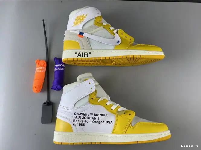 Jordan Dark Air Yellow-Cone NRG Off-White 1 AQ0818-149 Powder x White 0426